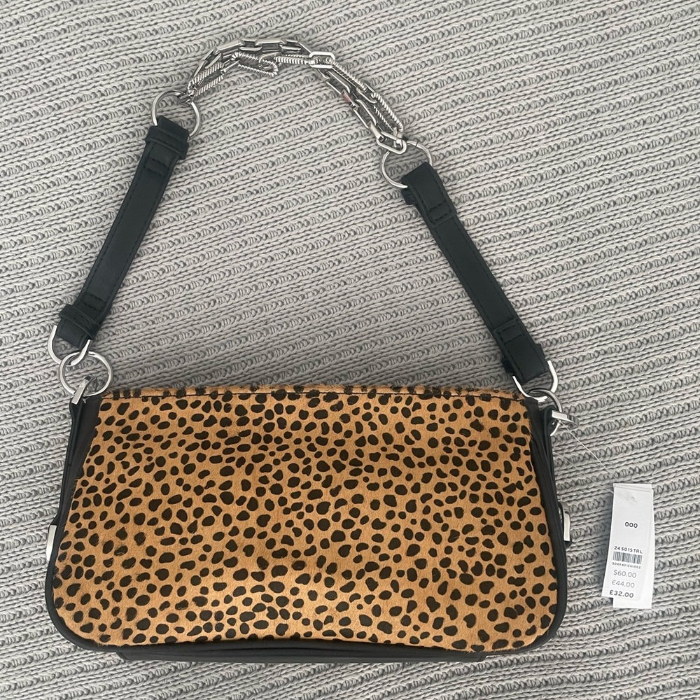 Black and Leopard Print Topshop Shoulder Bag